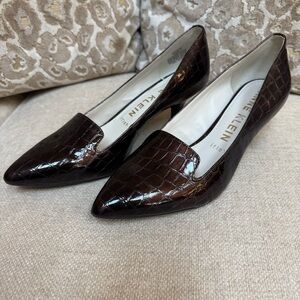 Anne Klein | Felice | iFlex | Heels | Patent Embossed Croc | Brown | 8.5
